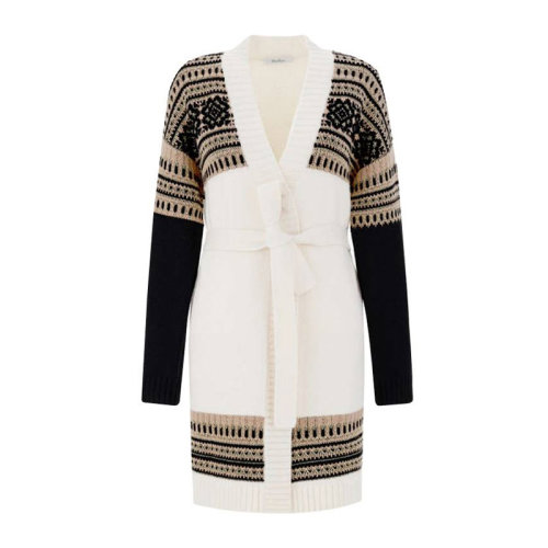 max mara 麦丝玛拉 女士 服装 拼色v领系带花纹开衫