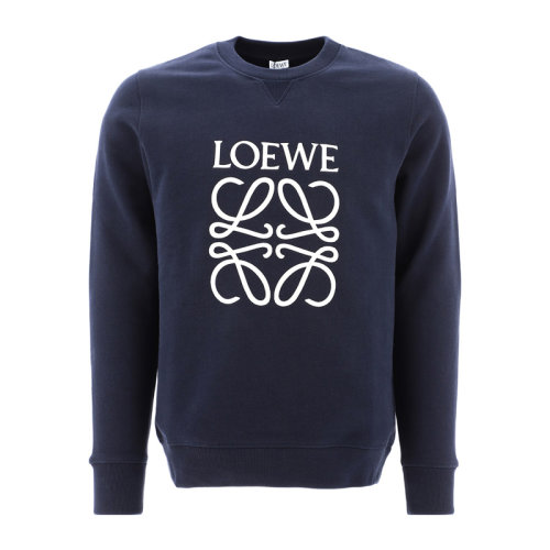 loewe 罗意威 男士 服装 21春夏 蓝色圆领logo印花套头卫衣 男卫衣