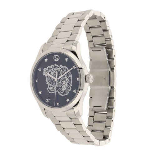 gucci/古驰 春夏女士虎头图案黑色亮光表盘腕表 ya1264125