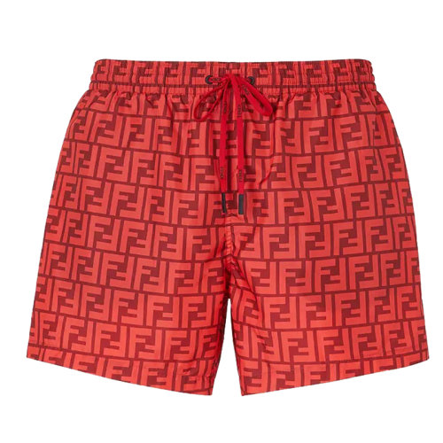 fendi/芬迪 21年春夏新款 男士红色织物ff图案lycra短裤fxb077agbqf1