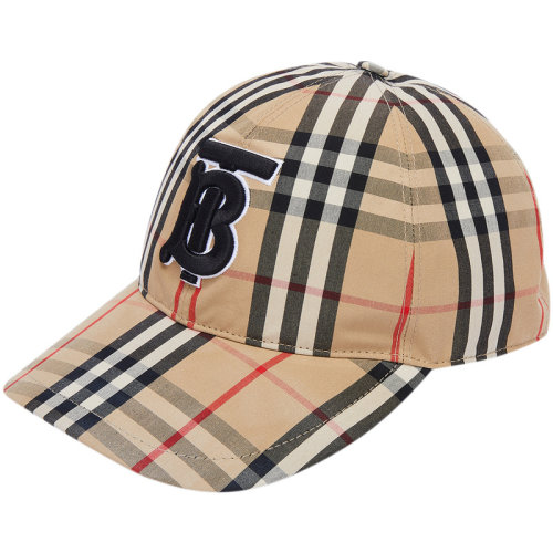 burberry/博柏利 男士卡其色棉质vintage格纹专属标识图案棒球帽