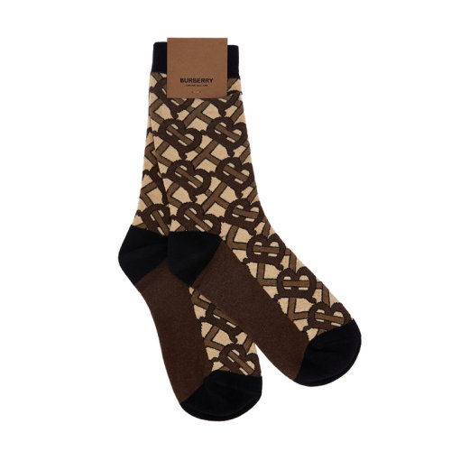 burberry/博柏利 男士棕色混纺专属标识嵌花长袜 8018618