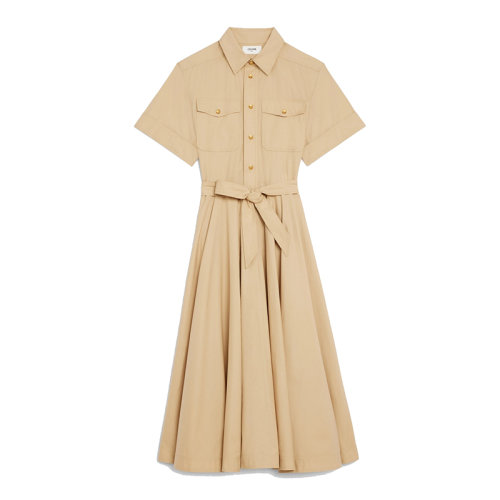 【包税】celine/赛琳 21春夏新款 女士米色safari轻盈棉质衬衫连衣裙2