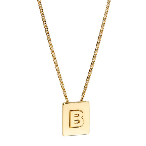 【包税】celine/赛琳 经典alphabet系列 金色饰面黄铜字母b坠饰项链46