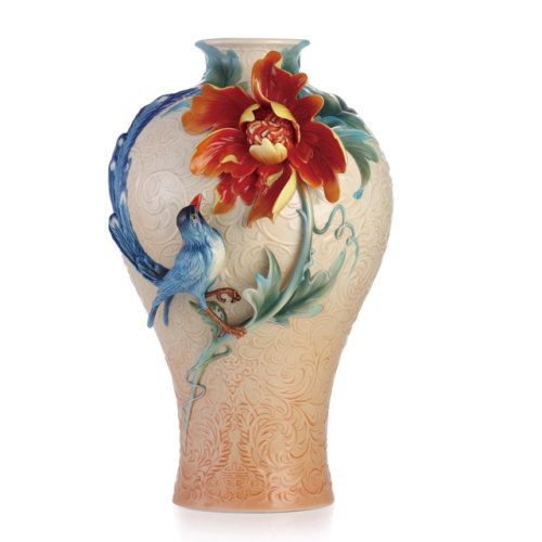 franz法蓝瓷 花瓶/花器】fz02989富贵喜临 喜鹊与牡丹瓷瓶【正品 价格