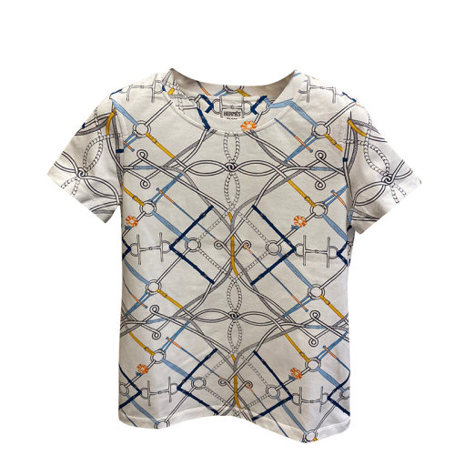 瑕疵折扣 hermes/爱马仕 新款印花圆领体恤 女士短袖t恤 by