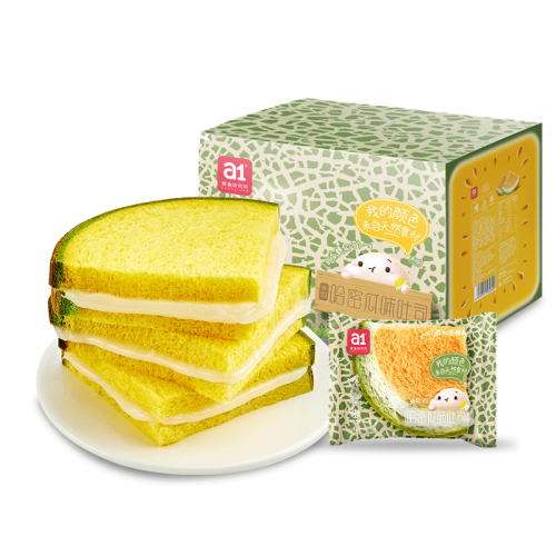 a1哈密瓜吐司480g*2盒早餐面包网红零食儿童夹心土司营养食品夹心水果