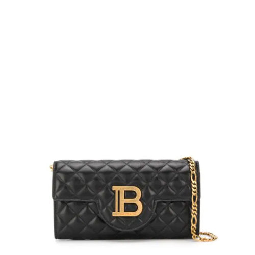 【包邮包税】balmain/巴尔曼 女士 时尚百搭 女包 黑色 金属b装饰皮质