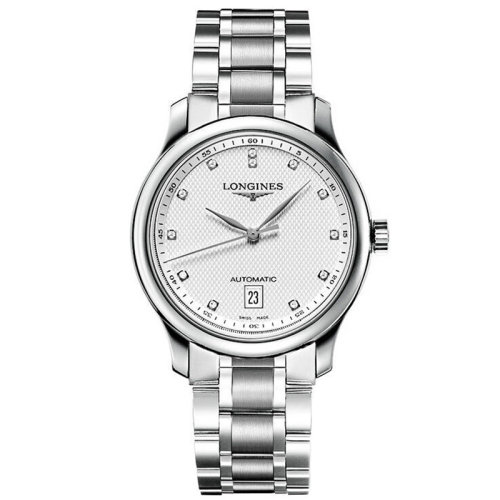 longines/浪琴瑞士手表名匠系列自动机械镶钻钢带男表 38.5mm银色l2.