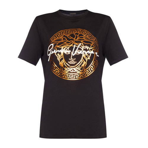 versace 范思哲 女士 服装白色圆领美杜莎印花图案棉质t恤 女士短袖