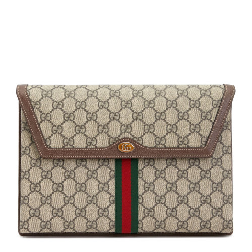 gucci/古驰 女士拼色帆布配皮经典双g印花字母徽标红绿织带条纹装饰