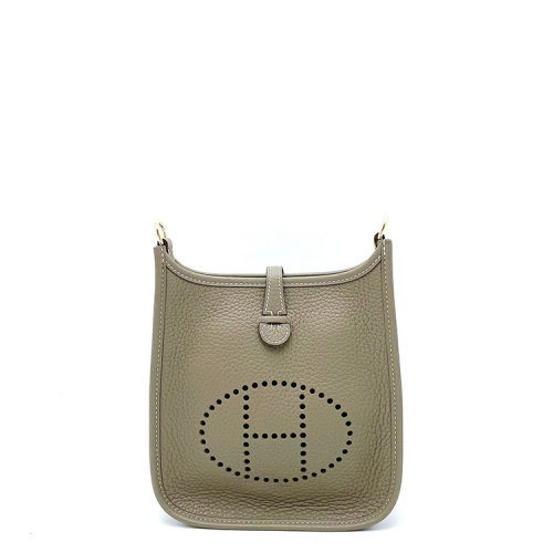 hermes/爱马仕 mini evelyne 大象灰 金扣 mini伊芙琳 z刻 tc皮单肩包