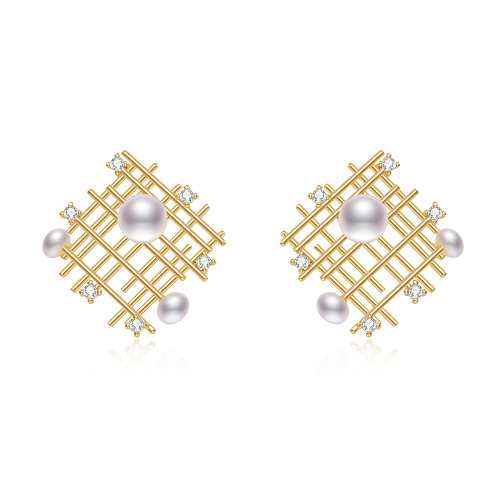 cloris/克劳瑞斯【新品】手工编织淡水珍珠耳环银针 法式风情 首饰