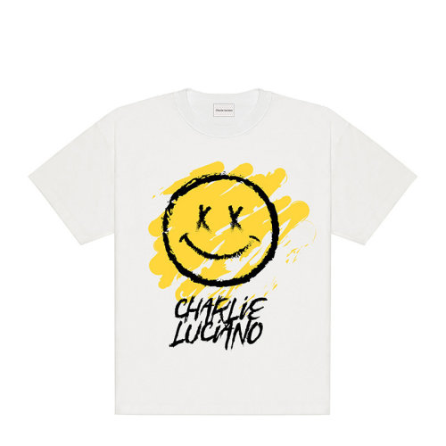 charlie luciano 男士 服装 21春夏 白色圆领笑脸字母logo图案棉质t恤