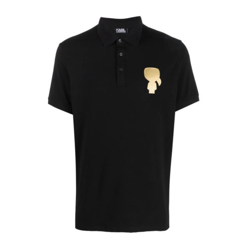 karl lagerfeld/卡尔·拉格斐 男士服装 21春夏 黑色翻领金色小人logo