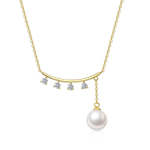 cloris/克劳瑞斯【新品】 s925银天然淡水珍珠镶嵌锆石项链 张灯结彩