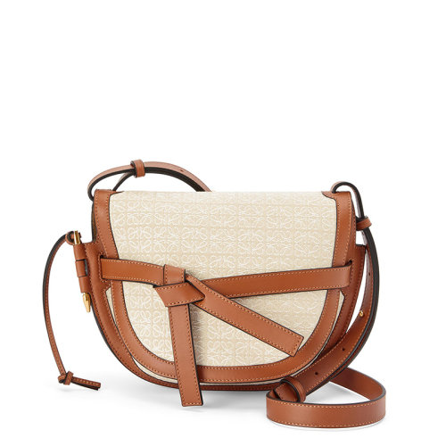 【包税】loewe/罗意威 2021秋冬新款 gate系列 女士小号米色/棕褐色