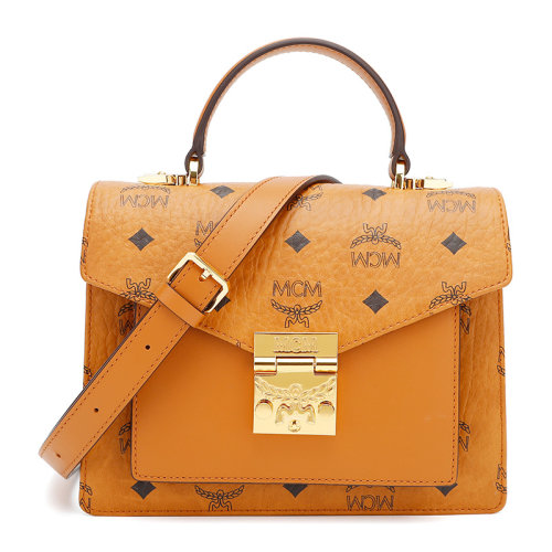 【国内现货秒发】mcm/mcm女士patriciasatchelvisetos系列干邑色人造