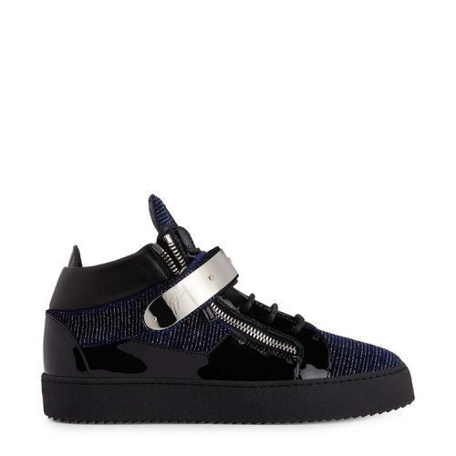 giuseppezanotti/朱塞佩·萨诺第男士深蓝配以银色金属装饰意大利制造