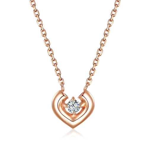 gzuan/古钻珠宝 心钻 18k金女士钻石套链项链 d1809