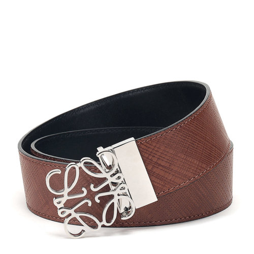 loewe/罗意威 男士anagramas系列深棕色黑色牛皮板扣式双面皮带腰带