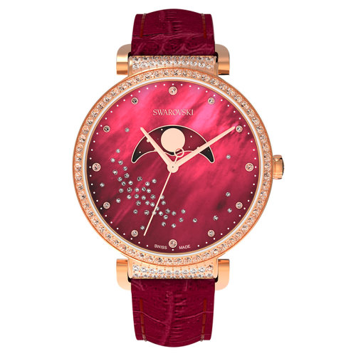 swarovski/施华洛世奇 passage moon phase真皮星辉珍珠母贝表盘红色