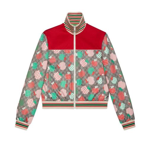 【包邮包税】 gucci古驰 21年春夏 男士 男士心苹果图案拉链夹克