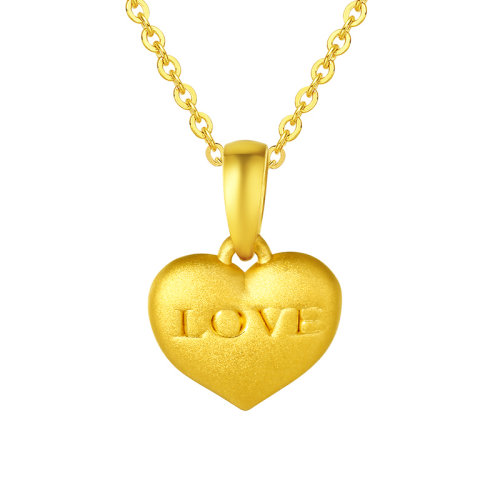 璀尚/璀尚珠宝 桃心 黄金足金3d硬金心形吊坠(赠s925银镀金项链) zhjd