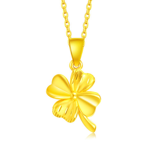 璀尚/璀尚珠宝 四叶草 黄金足金3d硬件女士吊坠(赠s925银镀金项链)