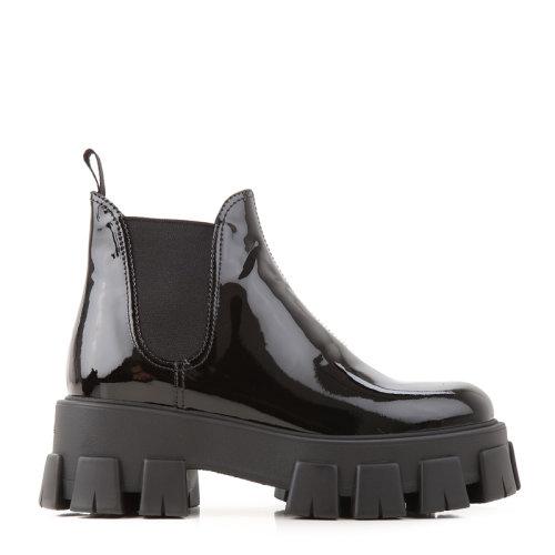 prada/普拉达/普拉达 女士黑色漆皮牛皮切尔西靴短靴 1t725l-069-f