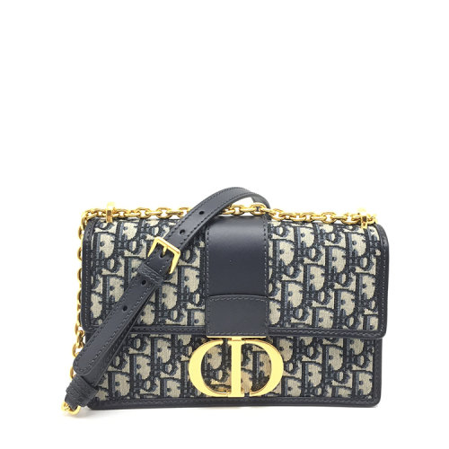 dior(迪奥) 经典款montaigne系列蓝色提花帆布蒙田单肩包