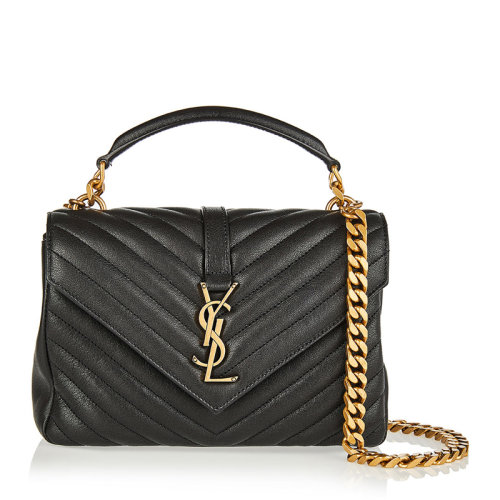 saint laurent paris/圣罗兰 ysl 女士黑色小羊皮"拼贴"单肩包 600279