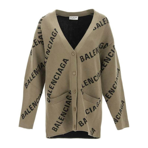 balenciaga/巴黎世家【21秋冬新款】女士棕色棉质混纺羊毛经典字母