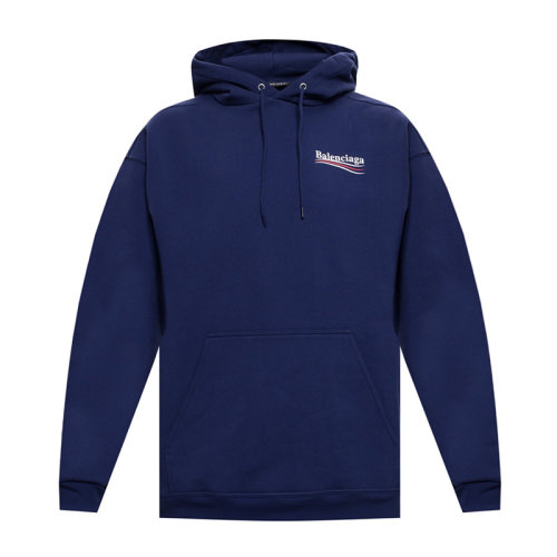 balenciaga/巴黎世家 男士蓝色棉质标识印花休闲百搭连帽卫衣运动衫