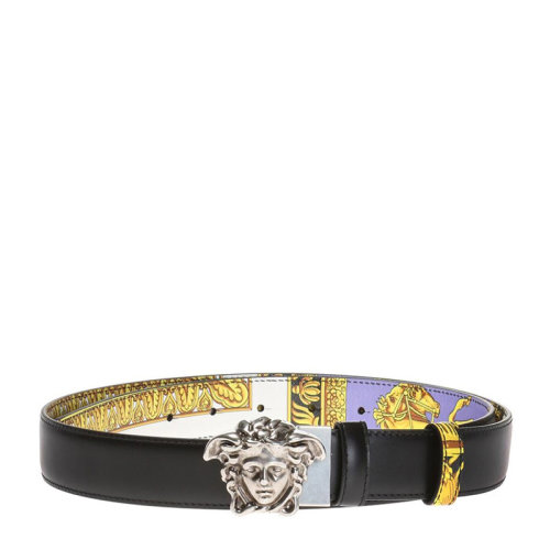 versace 范思哲 女士 黑色美杜莎头像扳扣双面休闲皮带 女士腰带 dcu