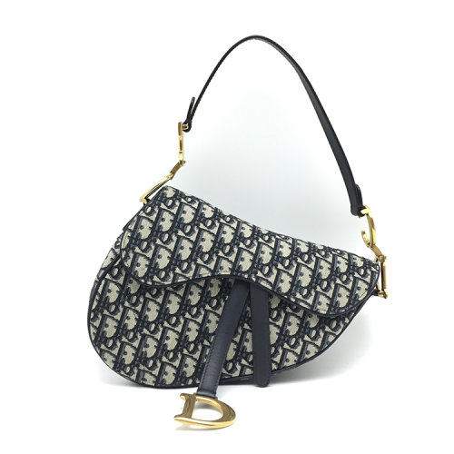 dior(迪奥) 蓝色老花马鞍包 (带肩带)