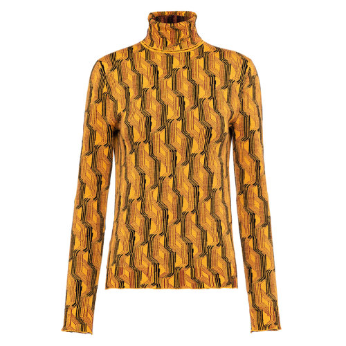 【包税】prada/普拉达 21年秋冬新款 女士复古风修身羊毛提花高领毛衣