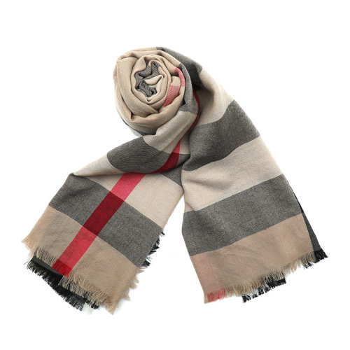 burberry/博柏利21新品轻盈格纹羊绒女士长围巾8024500
