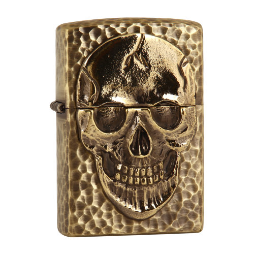 【zippo芝宝 打火机/烟具】zippo打火机 a重装上阵大骷髅徽章 金色
