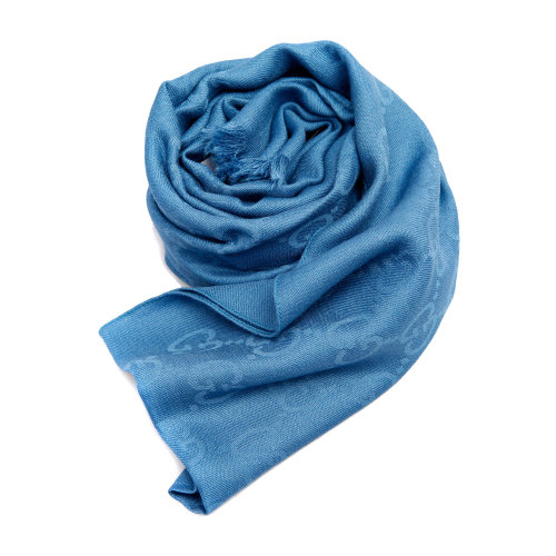 gucci(古琦)蓝色logo女士丝巾