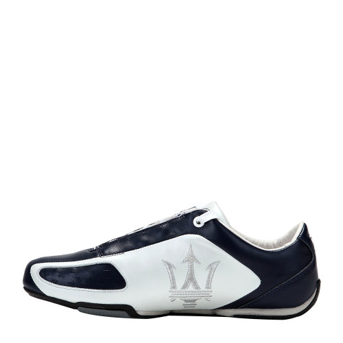 maserati玛莎拉蒂牛皮运动银白配蓝色休闲鞋