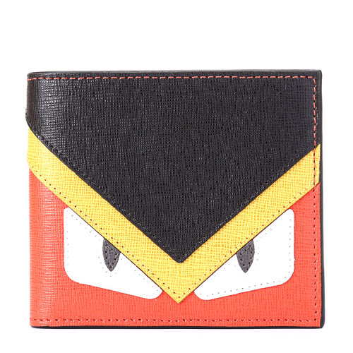 【fendi芬迪 钱包】fendi(芬迪) 拼色小恶魔图案皮质短款两折钱夹