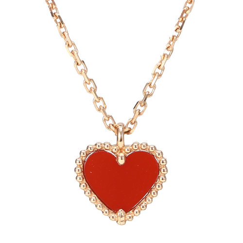 van cleef & arpels(梵克雅宝) #18k玫瑰金红色心形项链