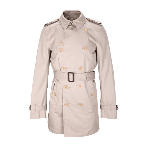 burberry/博柏利 brit系列灰褐色纯棉材质双排扣男士外套(风衣)