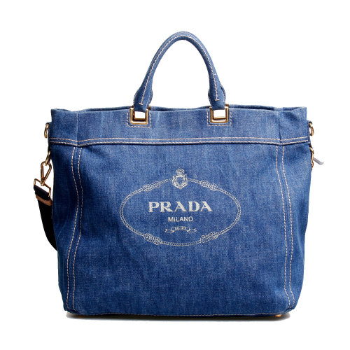 prada(普拉达)蓝色牛仔帆布两用包