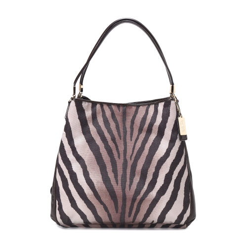 coach(蔻驰) #女款帆布配皮手提单肩包 斑马纹