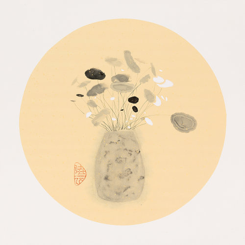 陆晓云《水墨花草系列(六)》中国画 _纸本设色_静物