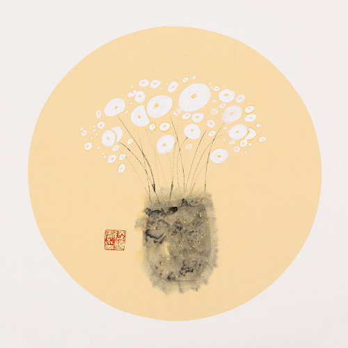 陆晓云《水墨花草系列(七)》中国画 _纸本设色_静物