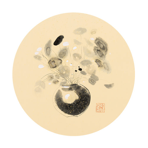 陆晓云《水墨花草系列(九)》中国画_纸本设色_静物