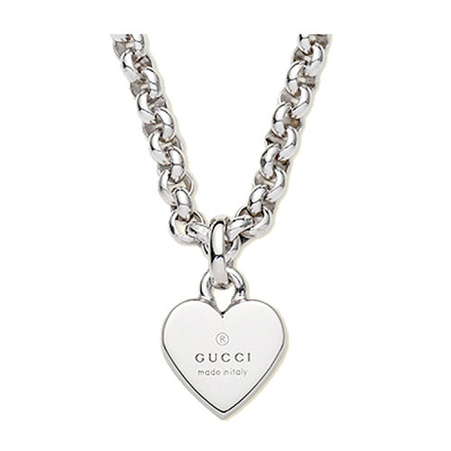 gucci/古驰 纯银雕刻logo标志心形吊坠女士项链356225 j8400 0702